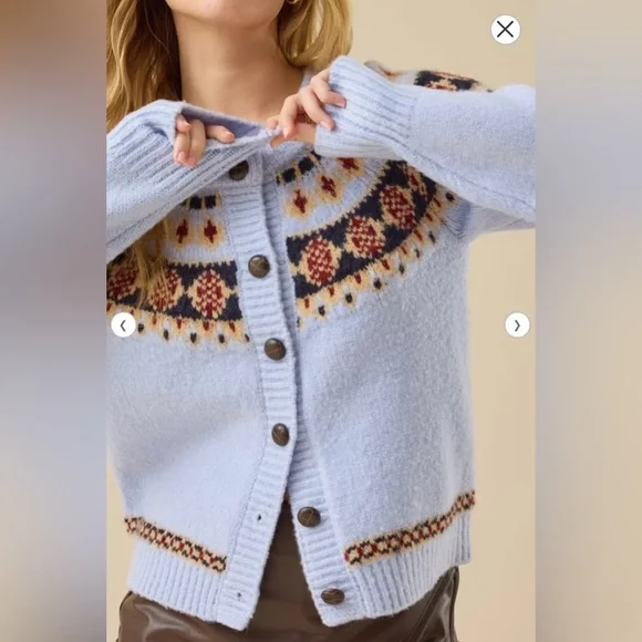 Altar'd State Light Blue Fair Isle Cardigan - Picture 2 of 8